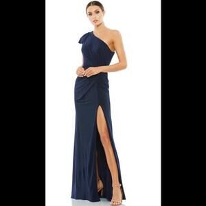 (7) Mac Duggal RUFFLED ONE SHOULDER DRAPED GOWN, 12